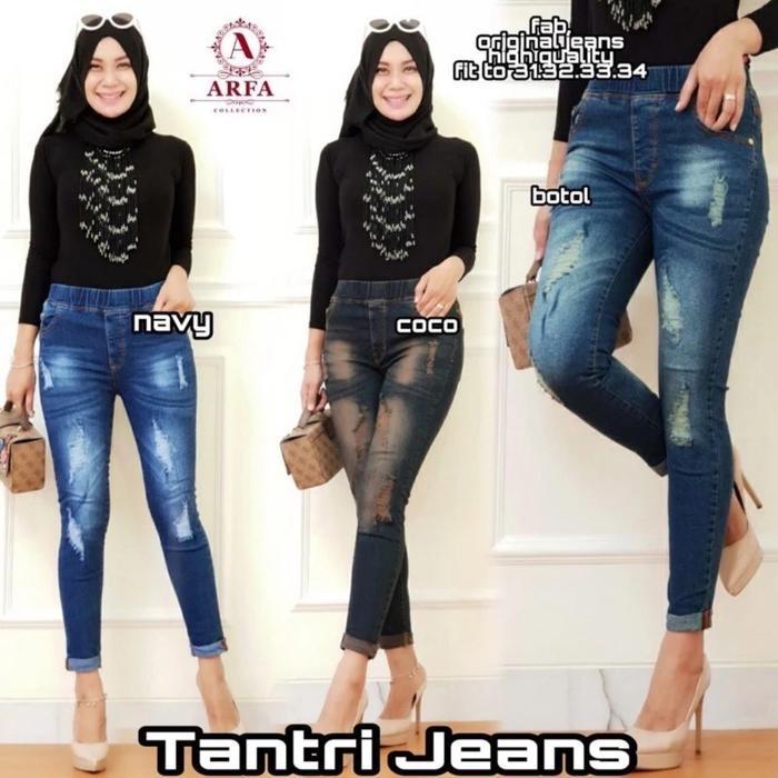 celana jeans ripped wanita/celana panjang remaja/bawahan remaja casual