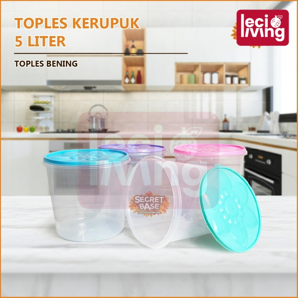TOPLES MELODI 5 LITER - Tempat Makanan Plastik 5000ml / Snack Kiloan Toples /Sealware/Toples Kerupuk