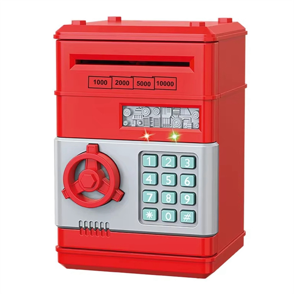 A67P-Electronic Piggy Bank Automatic Mini Security Coin Cash Savings Box Password Key Lock Bank ATM 