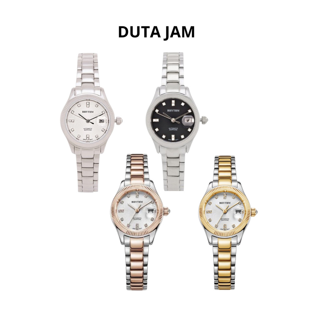 JAM TANGAN WANITA RHYTHM AUTOMATIC A1404 S01 S02 S04 STAINLESS STRAP