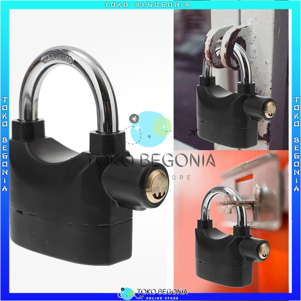 Original Alarm Lock Gembok Alarm Anti Maling Original Gembok Alarm Anti Bongkar Kunci Pintu Hitam An