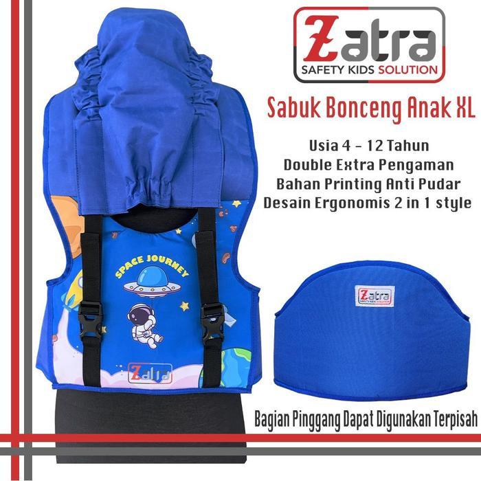 Sabuk Bonceng Anak Usia 4-12 Tahun Zatra XL 2 in 1 Gendongan Pengaman Boncengan Motor Depan Belakang