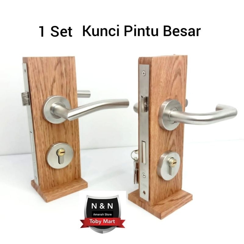 Gagang pintu 1set kunci pisah - kunci pintu Stainless 1set Lengkap handle Gagang