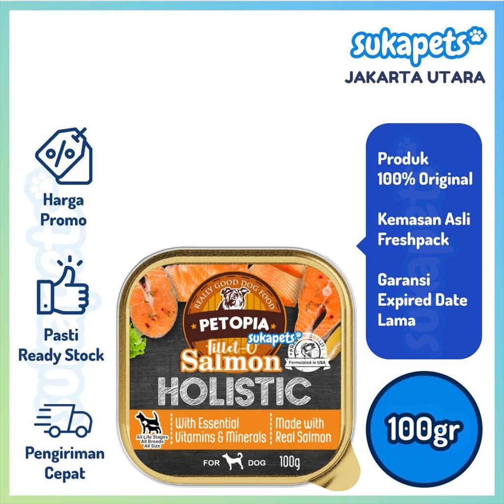 Petopia Dog Holistic Tray Fillet Salmon Makanan Anjing Basah 100g