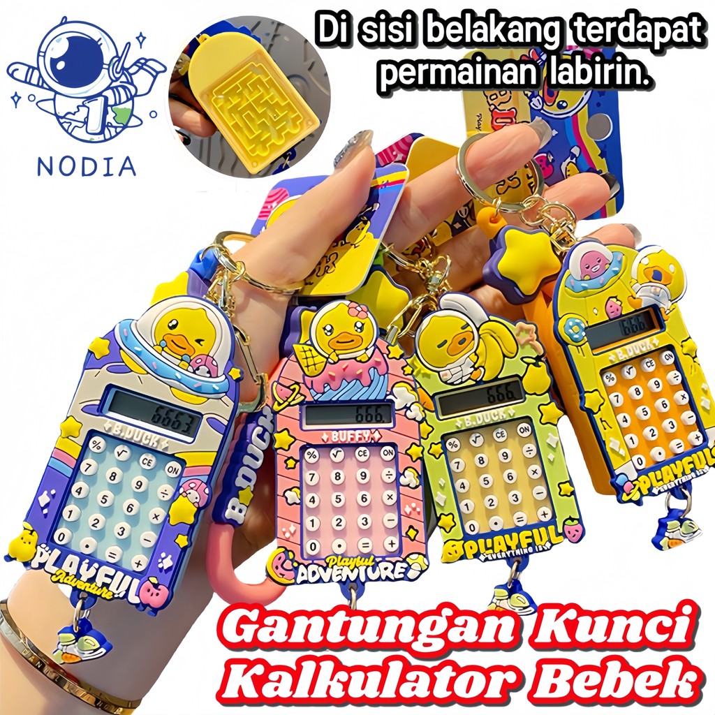 NODIA B.Duck Bebek Kuning Kalkulator Gantungan Kunci Tas Ransel Aksesori Gantungan Kunci
