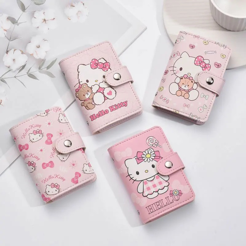 Kawaii San Liou Hello Kitty Coin Wallet Pu Money Bag Card Clip Button Wallet Folding Card Bag Men's 
