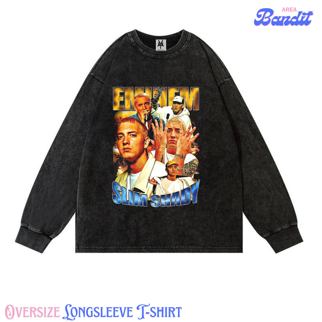 Bandit Area "eminem slim shady rap style the king of kings" Oversize Longsleeve T-shirt Vintage tee