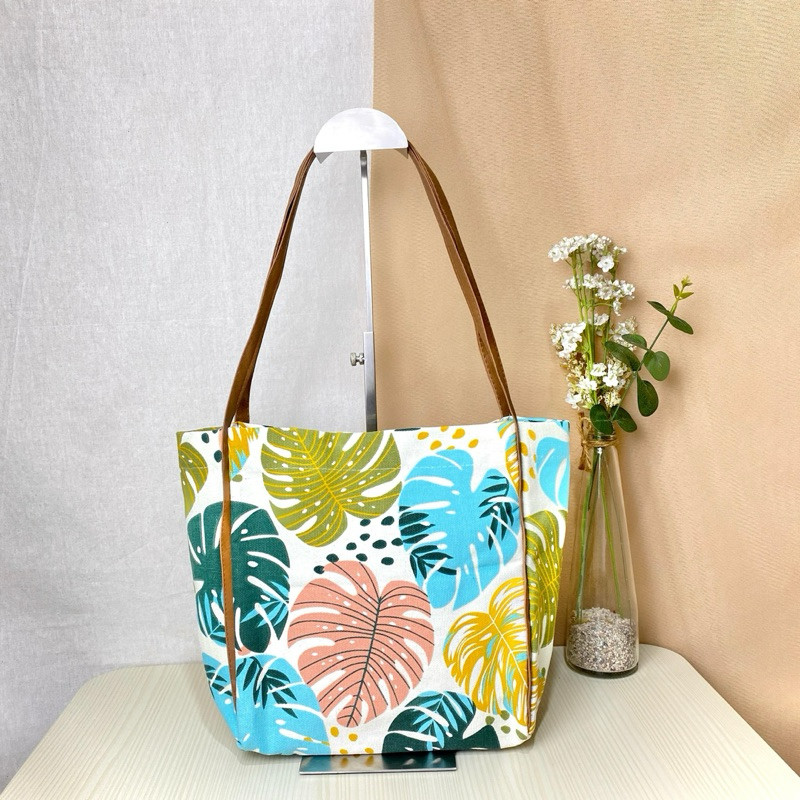 Tote bag Kanvas wanita Tas wanita Tas bahu wanita bahan Kanvas