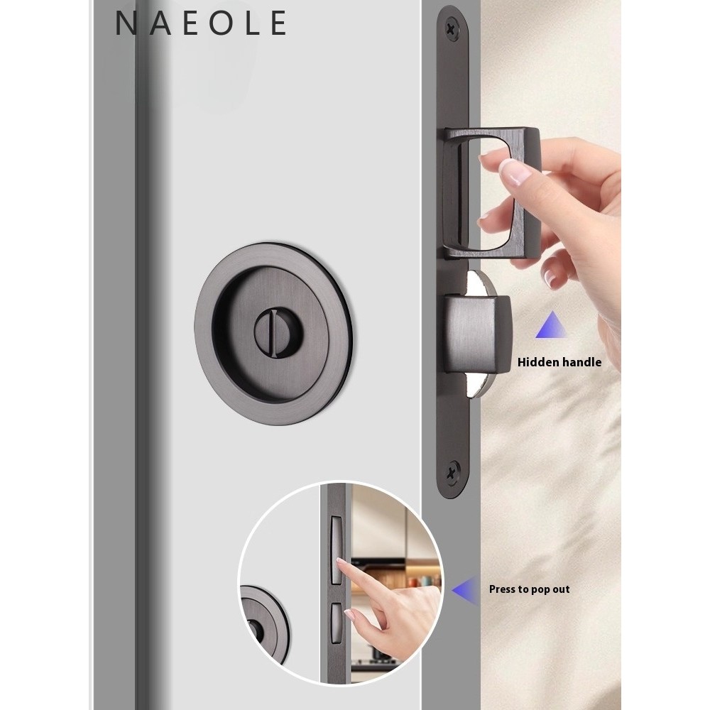 Pocket  Wooden Sliding Door Lock Sliding Door Lock with Press Handle Balcony Kitchen Bathroom Bedroo