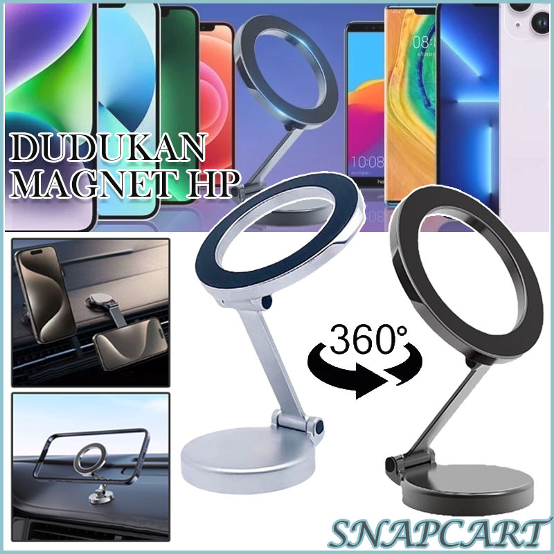 DUDUKAN MAGNET HP/360° Rotation Bisa Dilipat Stand Hp Di Mobil/ Universal Holder Hp Mobil Magnetic
