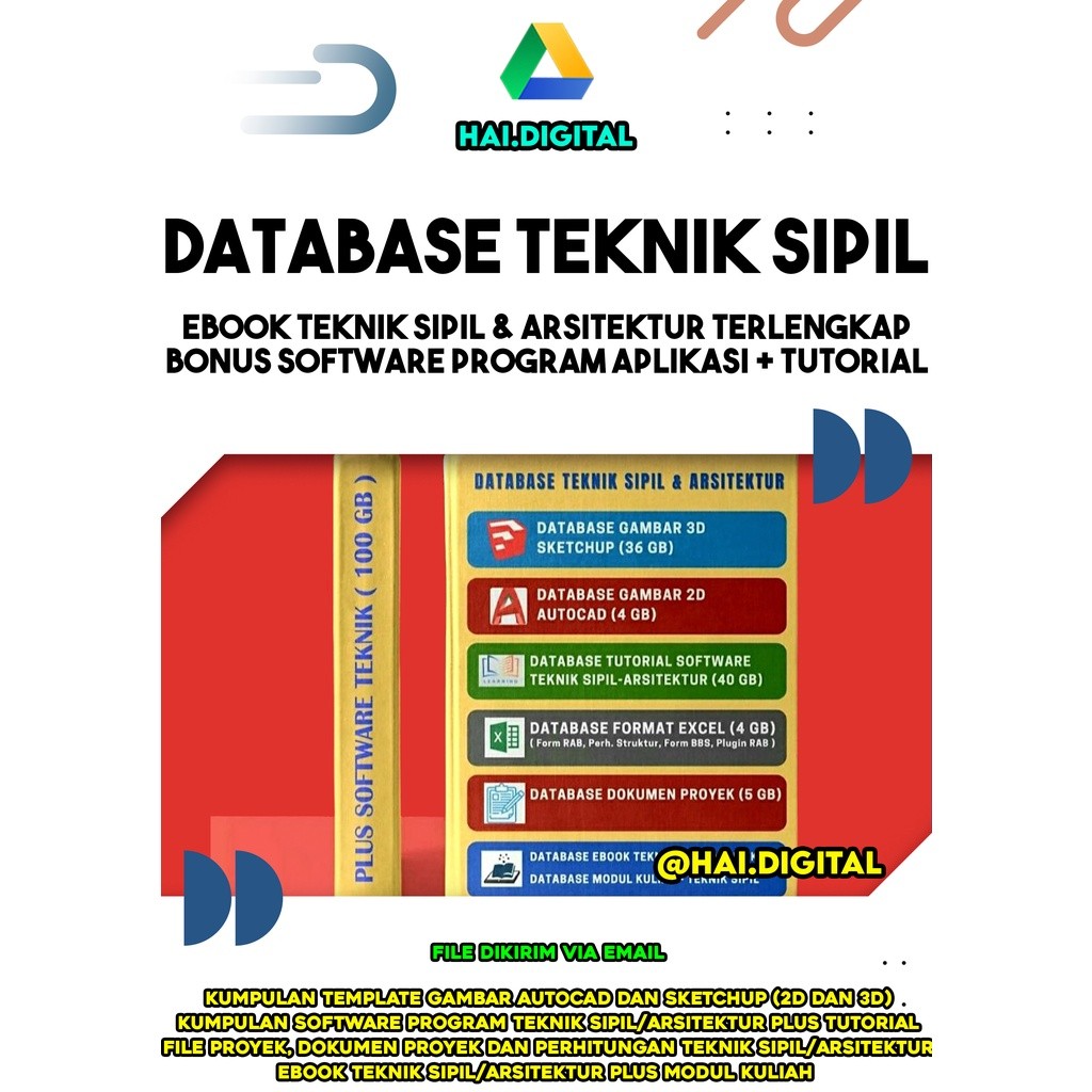 DATABASE TEKNIK SIPIL & ARSITEKTUR (TERLENGKAP DAN TERMURAH) BONUS SOFTWARE PROGRAM APLIKASI PLUS TU