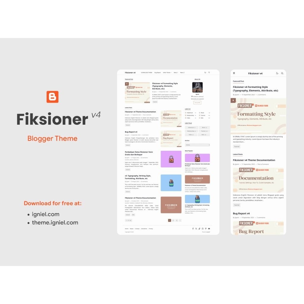 Fiksioner Premium Template Blogger / Blogspot Theme (OFFICIAL)