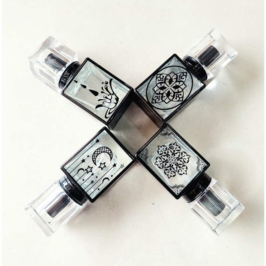Botol Parfume Spray Kotak Kaca UV Motif Hitam 30Ml