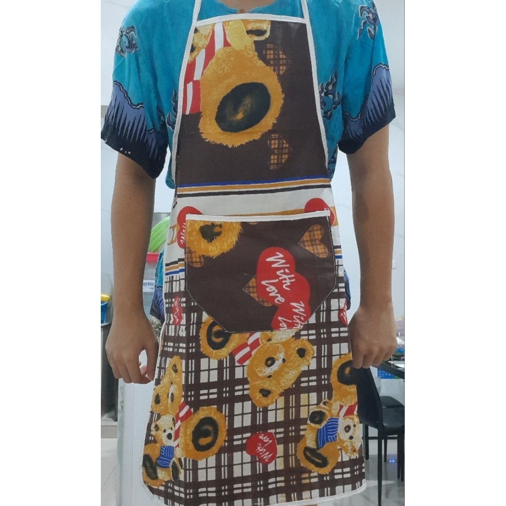 Celemek Kain Tebal Motif Boneka - Apron Dapur Celemek Kain Alat Masak Celemek Masak