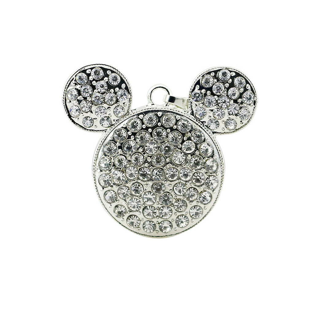 Metal Mickey USB 2.0 Flash Drive 8GB 16GB 32GB 64GB 128GB 256G Pen Drives Jewelry Crystal Necklace P