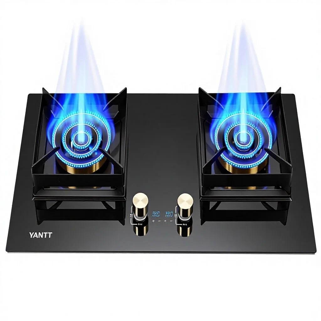 Four Ring Fierce Fire Natural & Liquefied Gas Stove 52kw Household Double Stove