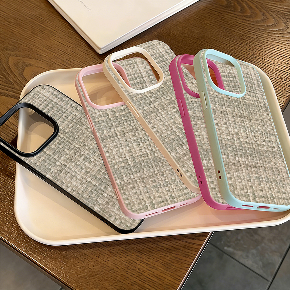 INS Leather Case HP for IPhone 17 13 11 16 15 14 12 Pro Max XR 13 Pro X XS MAX Chanel-inspired Knitw