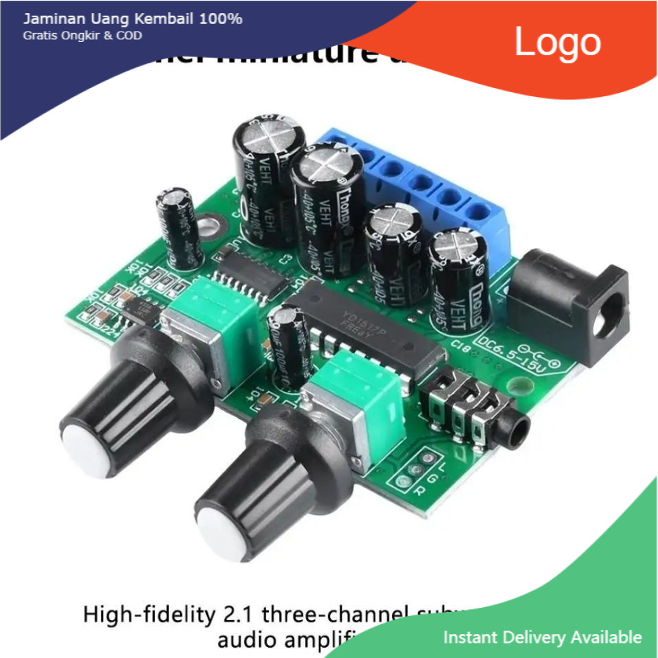 Kit Mini Power Amplifier 2.1 Channel 12V DC 2x6W + 25W Subwoofer Murah Berkualitas