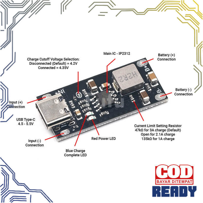 Fast Charging Module IP2312 Type C 3A 4.2V