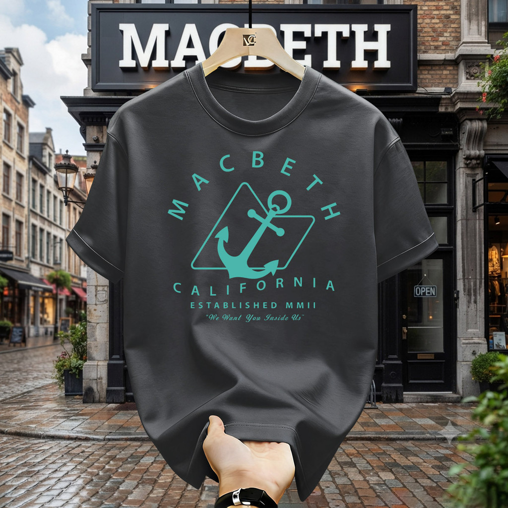 Kaos Macbeth Pria T Shirt Distro Abu Tua 100% Original Model Terbaru 2026 Cotton Combed 24s Asli Baj