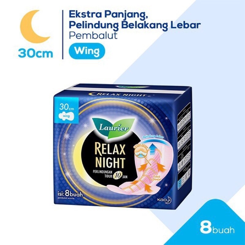 Laurier Relax Night Pembalut Wanita 30cm Isi 4s-8s-16s - KDY