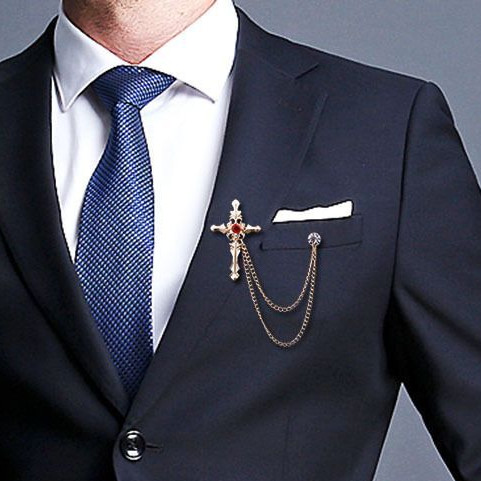 KIAMA - Bros Jas Pin Salib Lapel Pin Rantai Salib Gold Silver