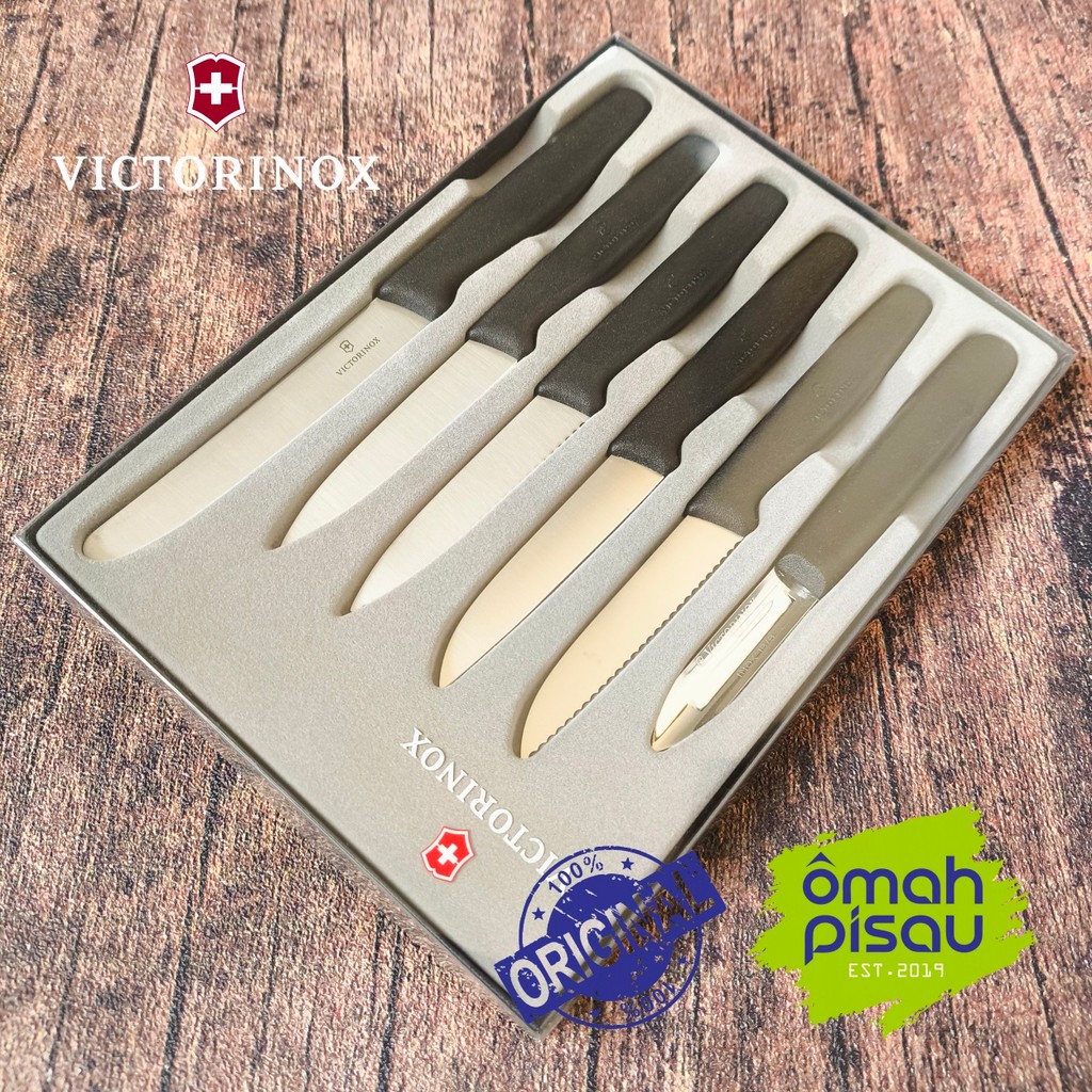 Paring knife set victorinox isi 6 pcs 5.1113.6 Black pisau dapur set original Swiss