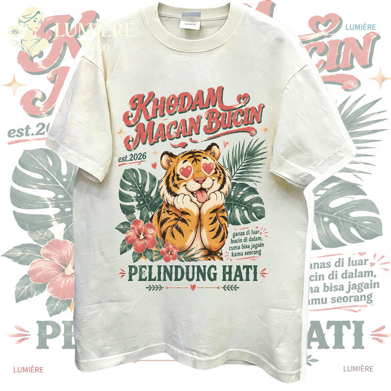 [COD]LUMIÈRE Toko|kaos wanita lengan pendek oversize atasan wanita korea style motif macan bucin kho