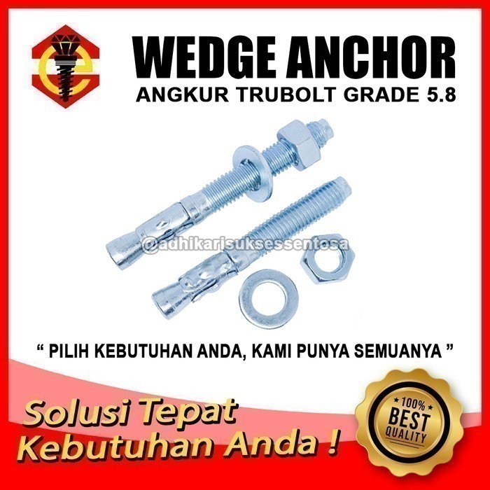 Angkur Trubolt Galvanis / Through Bolt 16 MM / Wedge Anchor M16 Galvanized