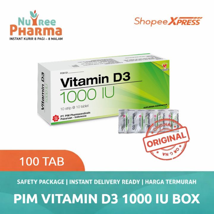 PIM Vitamin D3 1000 iu Vit D 3 1000 IU BOX isi 100 Tablet