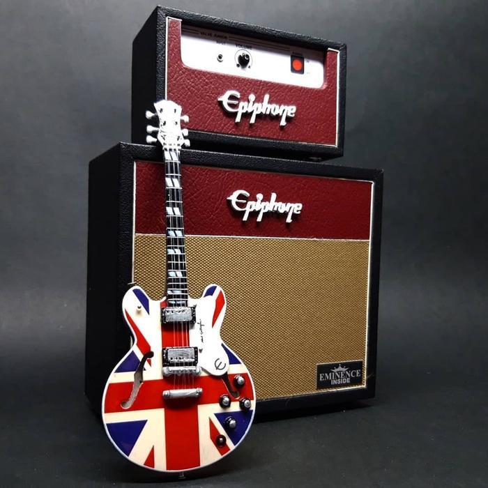 Miniatur Gitar Epiphone Uk Flag dan Amplifier Epiphone