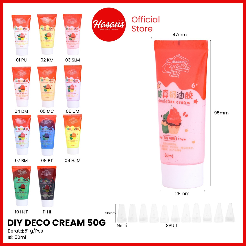 HASANS - Deco cream lem / Bahan decoden case / Charm resin flatback / Paket DIY deco cream / Spuit c
