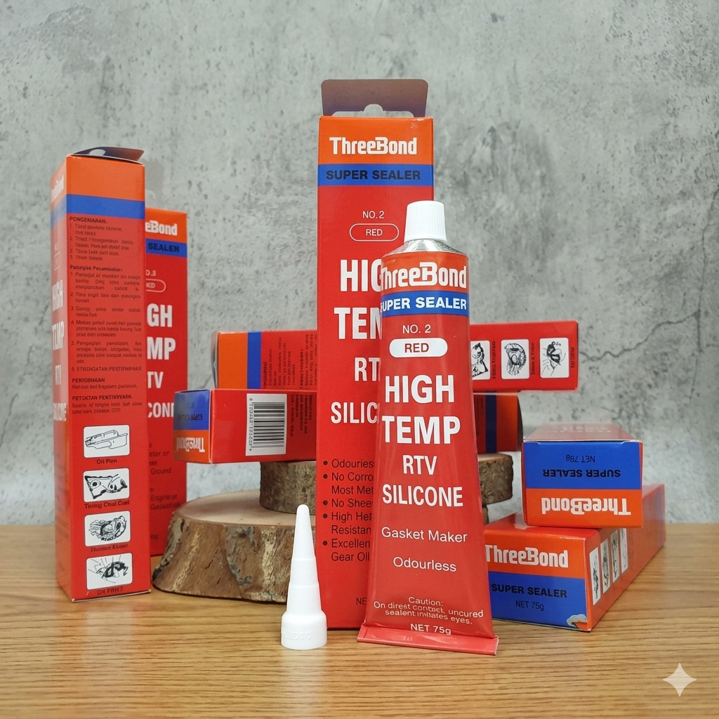 Lem Gasket ThreeBond Super Sealer No 2 Merah RTV Silicone Lem Paking Blok Mesin Motor Mobil 75 gram