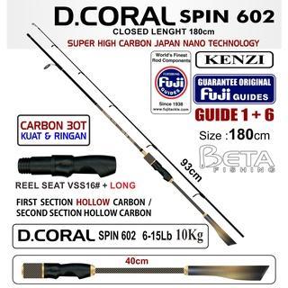 KENZI Rod Pancing D'Coral Spin 602 Fuji Guides Carbon Joran