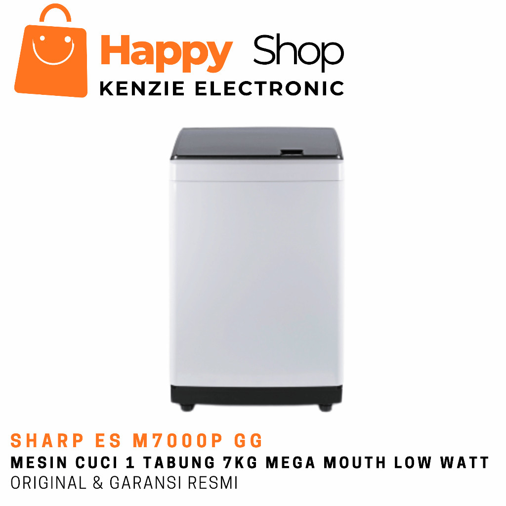 TD Mesin cuci 1 tabung 7kg sharp es m7000p gg full otomatis low watt