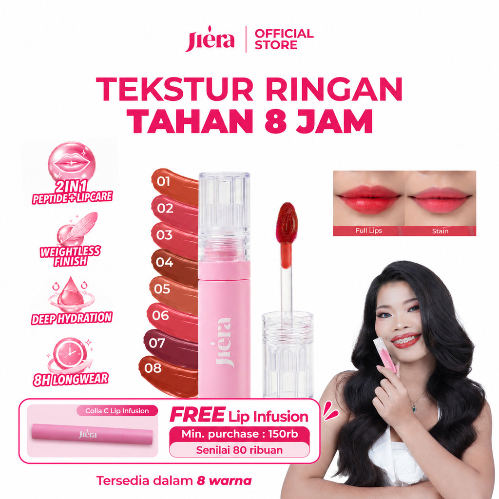 JIERA Lip Peptint with 2 in 1 Function Lip Tint & Lip Care, UV Filter Lightweight, Longlasting, Mois