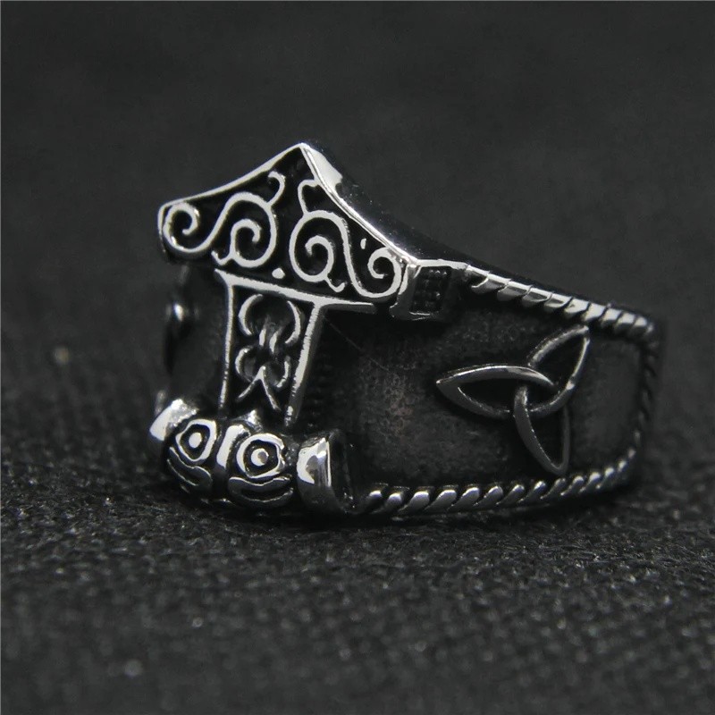 Drop Ship 7-13 Cincin Pria Cool Thor Baja Tahan Karat 316L Cincin Pria Populer untuk Pesta