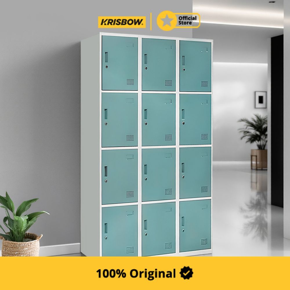 Krisbow Loker 12 Pintu Multi Coloumn - Hijau Lemari Loker Kabinet Locker Storage Pintu Locker Cabine