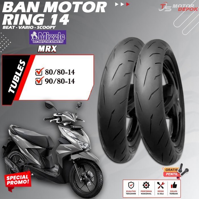 BAN MOTOR RING 14 TUBLES MIZZLE MRX BAN MOTOR TUBLESS BEAT VARIO SCOOPY RING 14 TUBELESS