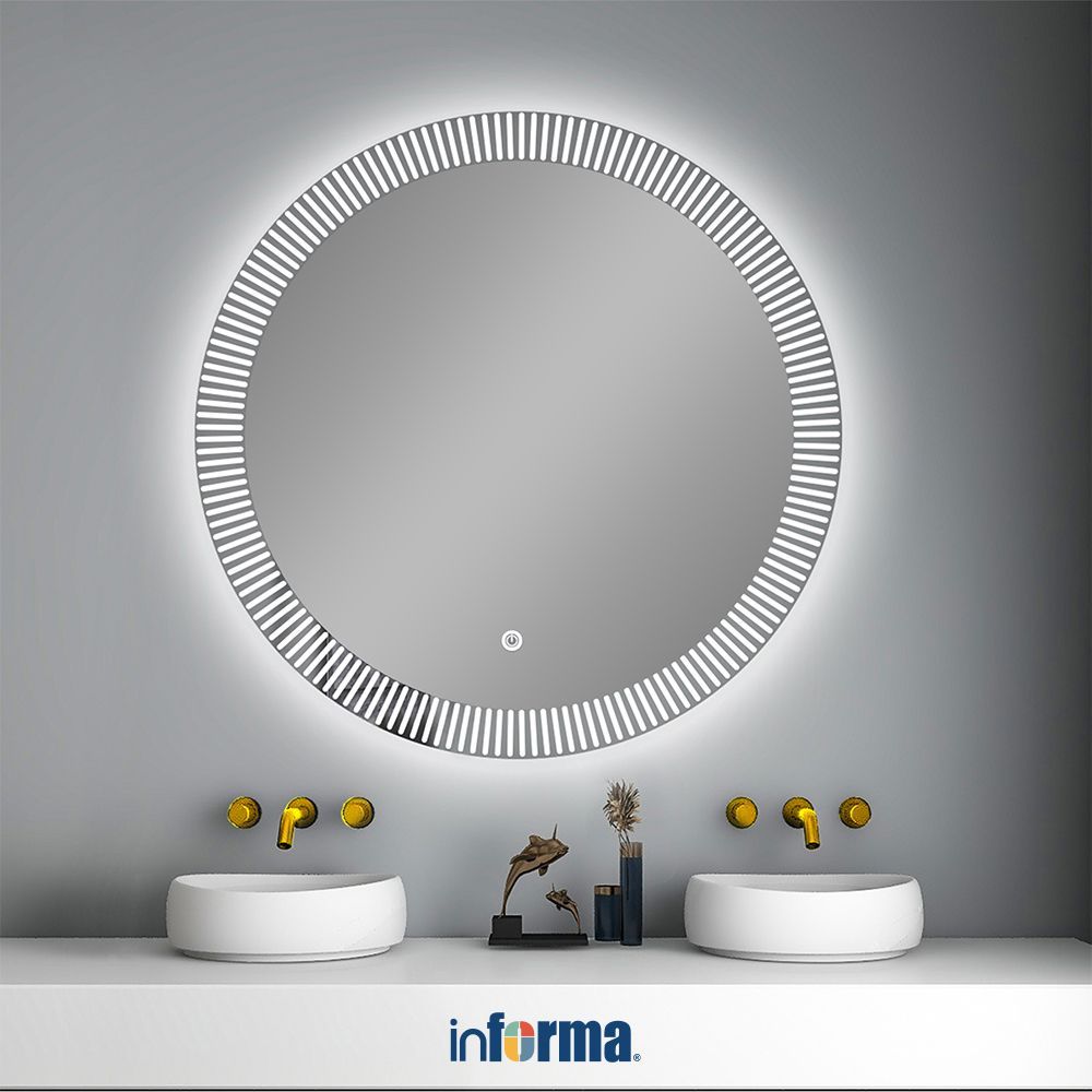 Informa Cermin Dinding Dekorasi LED Frameless Round 60x60 cm Cermin Hias Cermin Gantung Wall Mirror 