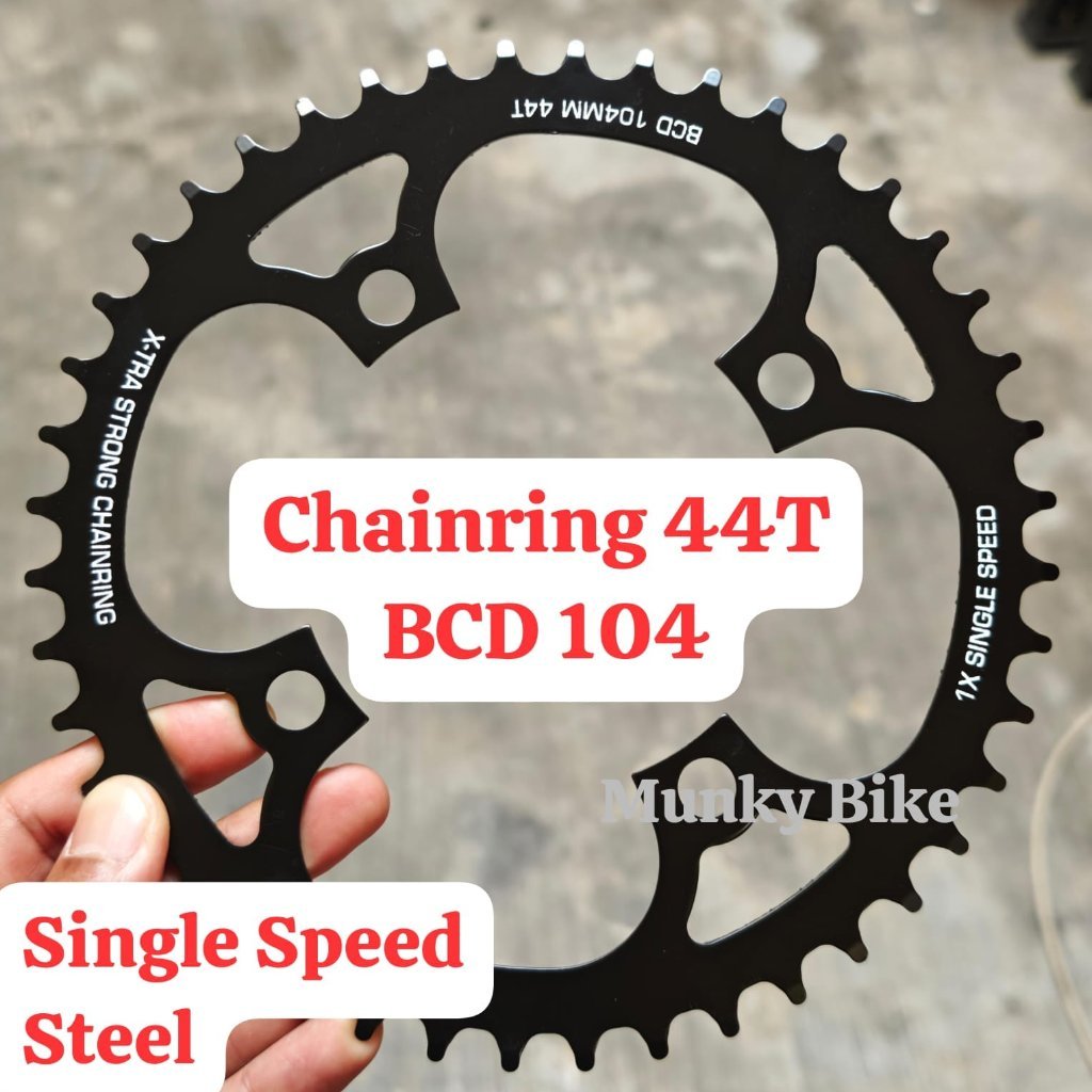 Foto Chainring Gear Depan Single 44T 104 BCD 104mm Besi Steel Xtra Strong Sepeda BMX MTB Fixie Federal