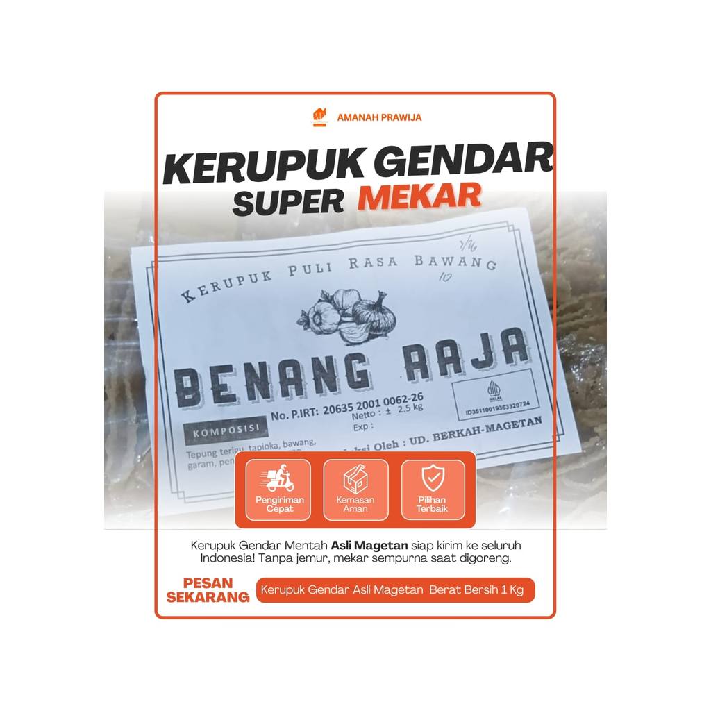 Kerupuk Gendar Puli Mentah Asli Magetan - Rasa Bawang Gurih Renyah Tanpa Jemur Siap Goreng