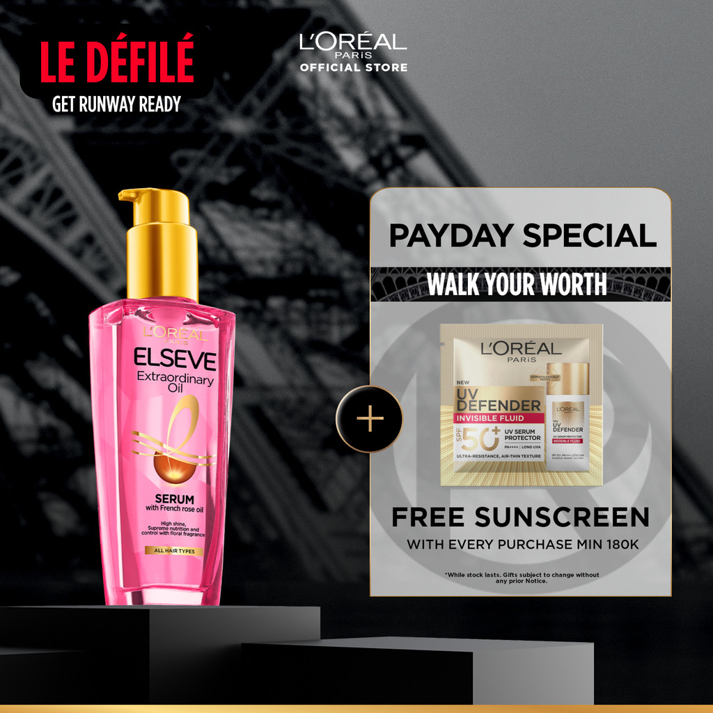 L'Oreal Paris Elseve Extraordinary Oil Pink Hair Serum & Hair Treatment - Rambut Halus Berkilau dala
