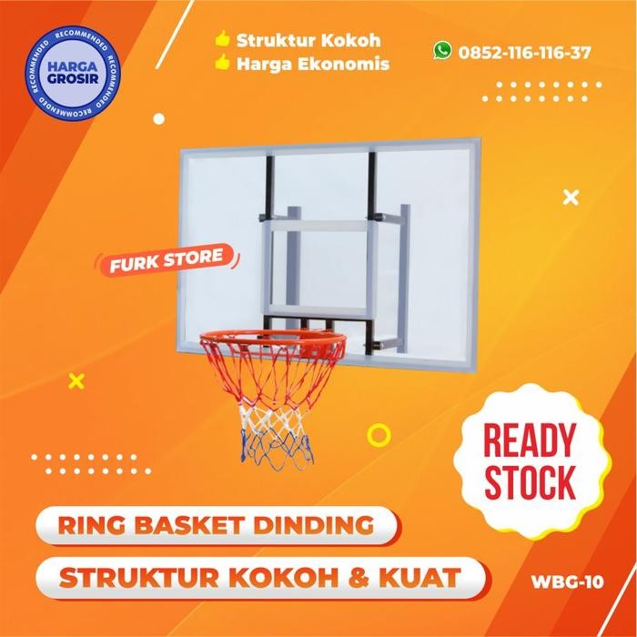 Ring Basket Akrilik, Ring Basket Dinding, Papan Pantul Basket WBG-10