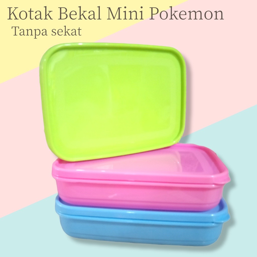 Kotak Makan POKEMON s MINI Plastik Tanpa Sekat - Lunch Box Wadah Bekal KECIL