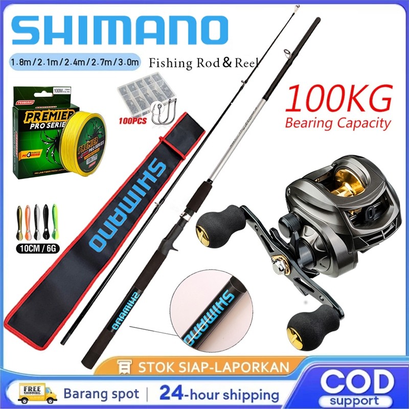 OLAHTRACK 【Beli 1 Dapat 5 】SHIMANO Joran Pancing Set 1.8M-3.0M BC Ultra Light Carbon 50kg 7.2:1 19+1