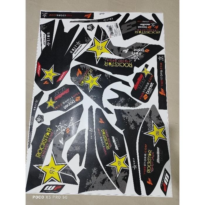 stiker custom ROCKSTAR decal crf 150L free request variasi decal bagus keren terjangkau - doff kasar