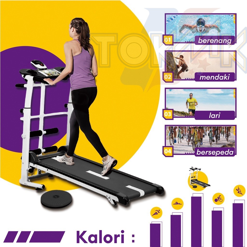 【YT】Treadmill Manual Multifungsi Lipat Alat Fitness Treadmill incline Treadmill Lipat