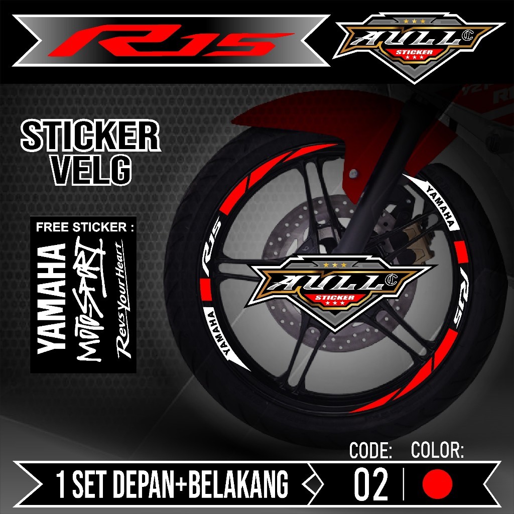 ( COD ) Sticker Velg R15 Cutting Velg Motor Yamaha R15 V2 V3 List Stiker Cutting Velk Ban Variasi Se