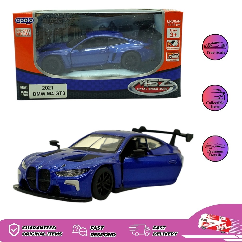 Diecast Apolo MSZ 2021 BMW M4 GT3 Biru - Box Kurang Bagus